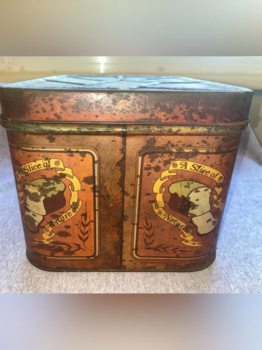 CHEINCO Tin Bread Box Better Baked Brand W/ Lid Brown Made In USA